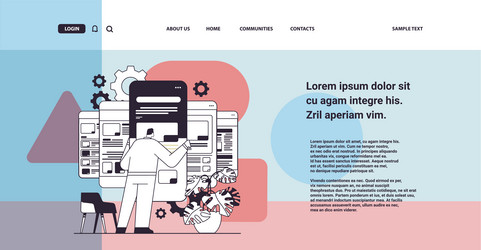 man developer creating website ui interface vector image