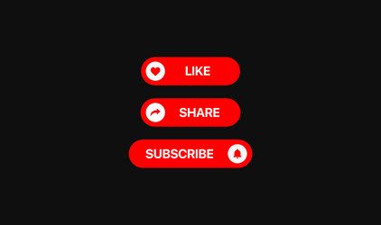 Red social media elements like button share vector