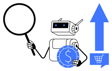 robotic assistant analyzing financial growth vector image