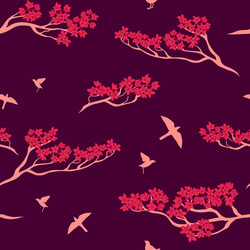 seamless pattern of sakura tree vector