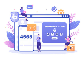 2fa two steps authentication password secure vector image