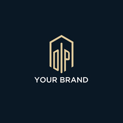dp initial monogram logo with hexagonal shape vector image