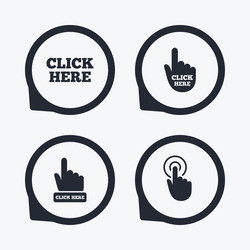 Hand Press Click Icons - Pointer Signs vector image