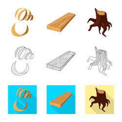 isolated object tree and raw sign collection vector image