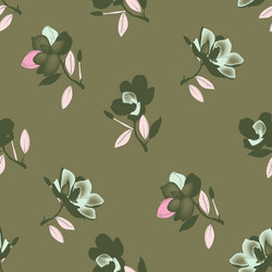 Seamless pattern with black twigs magnolia vector