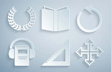 set triangular ruler refresh audio book pixel vector image