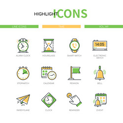 time concept - modern line design style icons set vector image
