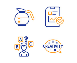 coffeepot report checklist and quiz test icons vector image