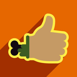 flat with shadow icon zombie hand on a colored vector image