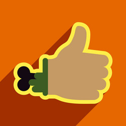 flat with shadow icon zombie hand on a colored vector