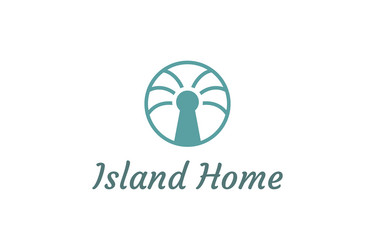 palm tree and keyhole object with minimalist vector image