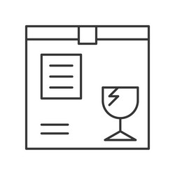 parcel box and fragile sign with label line icon vector image