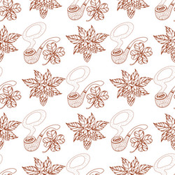 seamless pattern with a pipe and hops vector image