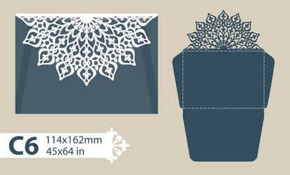 template envelope with carved openwork pattern vector image