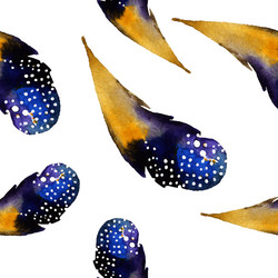 Watercolor Feather Seamless Pattern Vector Image