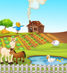 Farm animals at cage background Royalty Free Vector Image