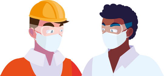 architect and operator with mask vector image
