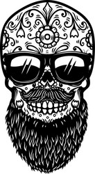 bearded mexican sugar skull in sunglasses design Vector Image