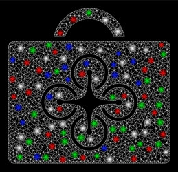 bright mesh network drone case with flash spots vector image