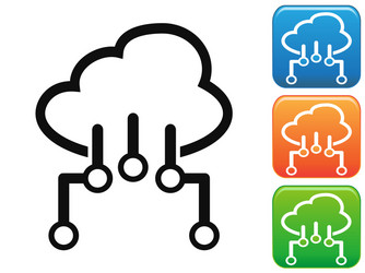 cloud network connection button icons set vector