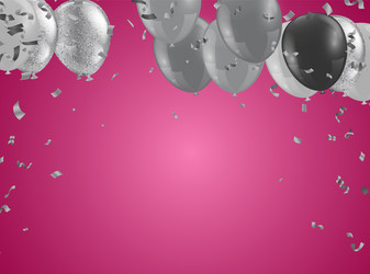 Silver balloons confetti and streamers Royalty Free Vector