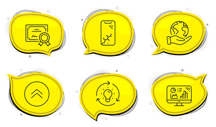 Swipe up smartphone broken and idea icons set vector