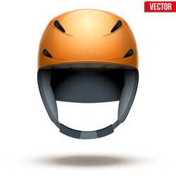 Front view of classic orange ski helmet isolated vector