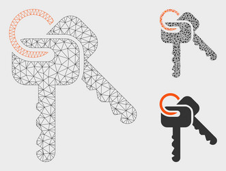 keys mesh carcass model and triangle mosaic vector image