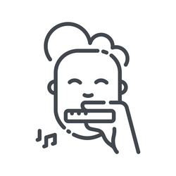 Line icon of a musician playing harmonica vector