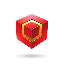 red bold cube with glowing core vector image
