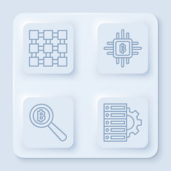 set line blockchain technology cpu mining farm vector image