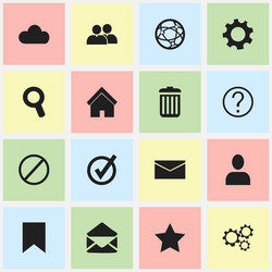 set of 16 editable network icons includes symbols vector image