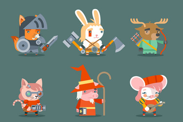 Animal fantasy rpg game heroes character vector