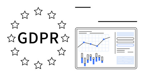 gdpr compliance with data analysis dashboard vector image