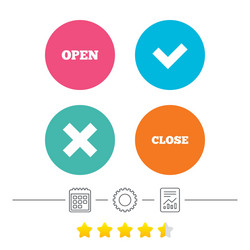 open and close icons check or tick delete sign vector image