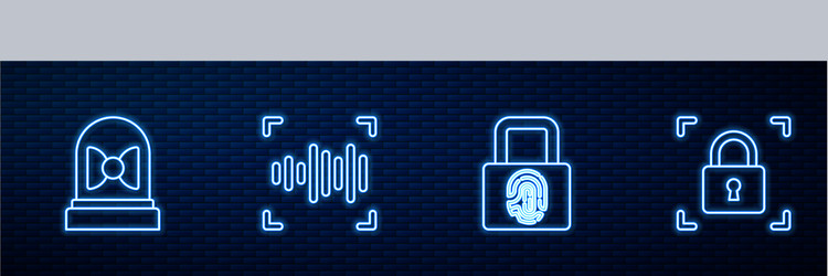 set line fingerprint with lock motion sensor vector image