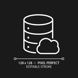cloud database pixel perfect white linear icon vector image