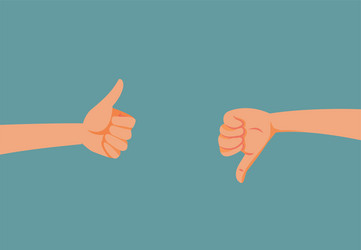 hands holding thumbs up and down cartoon vector