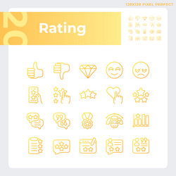 rating pixel perfect gradient linear icons set vector image