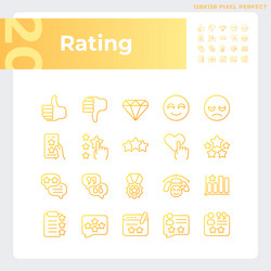 Rating pixel perfect gradient linear icons set vector