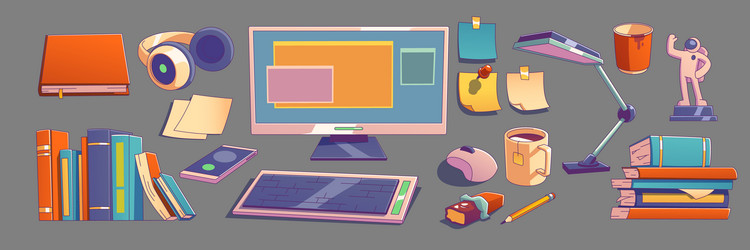 Retro Workspace Objects vector image