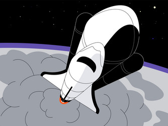 rocket launch in the outer space spaceship lifts vector image