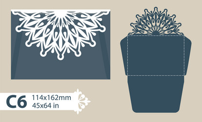 template envelope with carved openwork pattern vector image