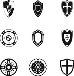 army shield icons set simple style vector image