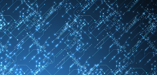 digital circuit visualization background blue vector image