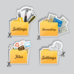 Label cutting lines of different types icons vector