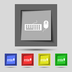 computer keyboard and mouse icon set colourful vector image