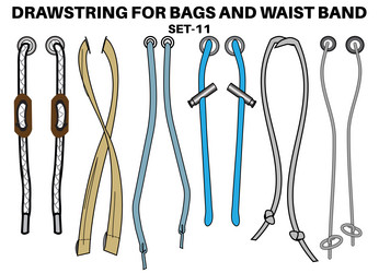 Drawstring cord flat sketch set of draw string Vector Image