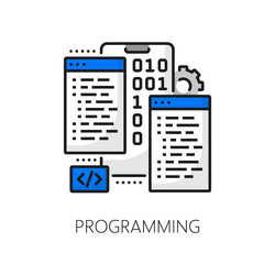mobile app development and programming line icon vector image