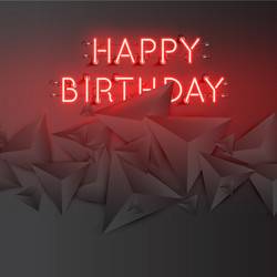 neon word with abstract dark 3d triangles vector image